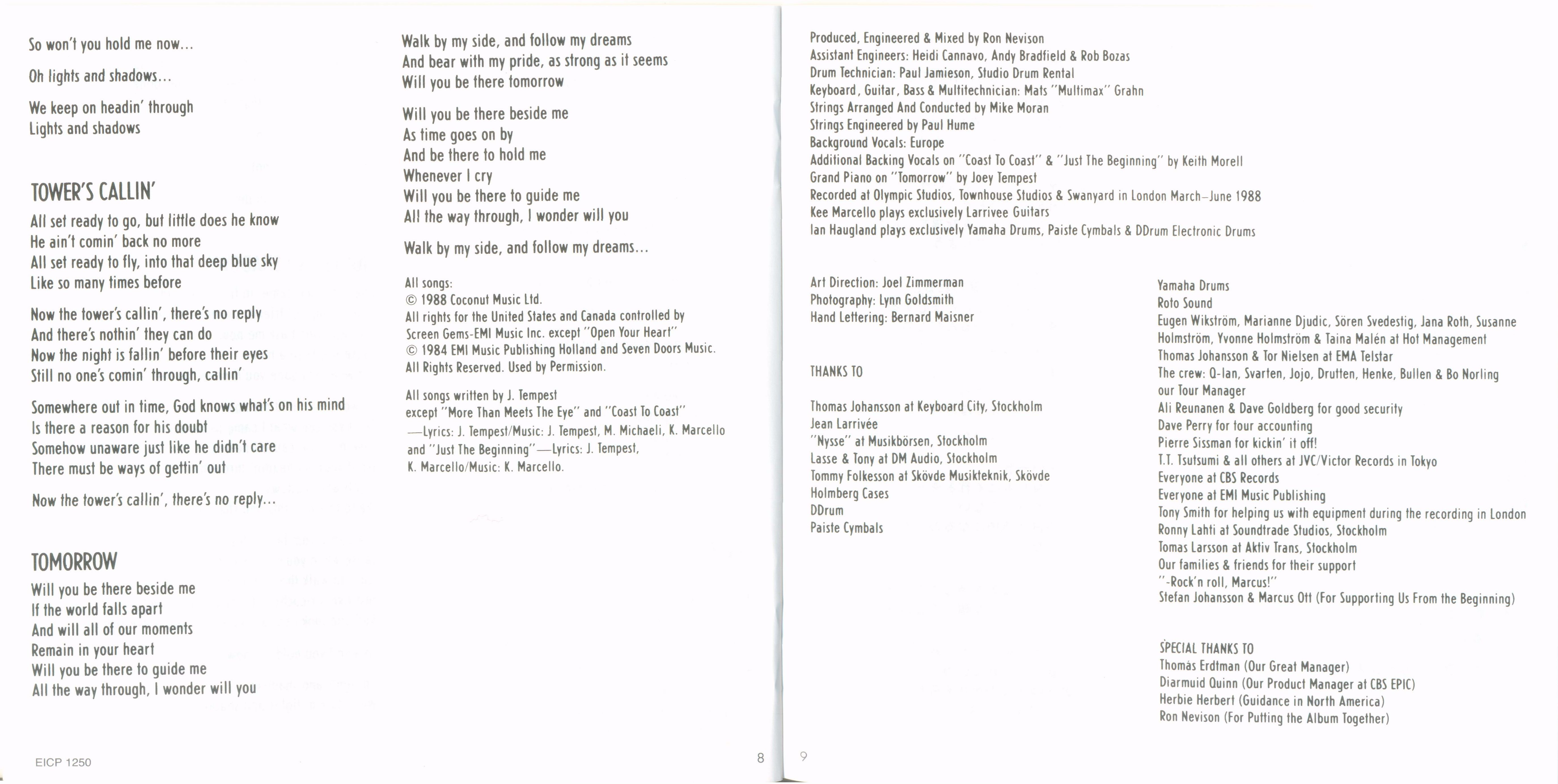 Europe  Out Of This World : Booklet 6 JPN